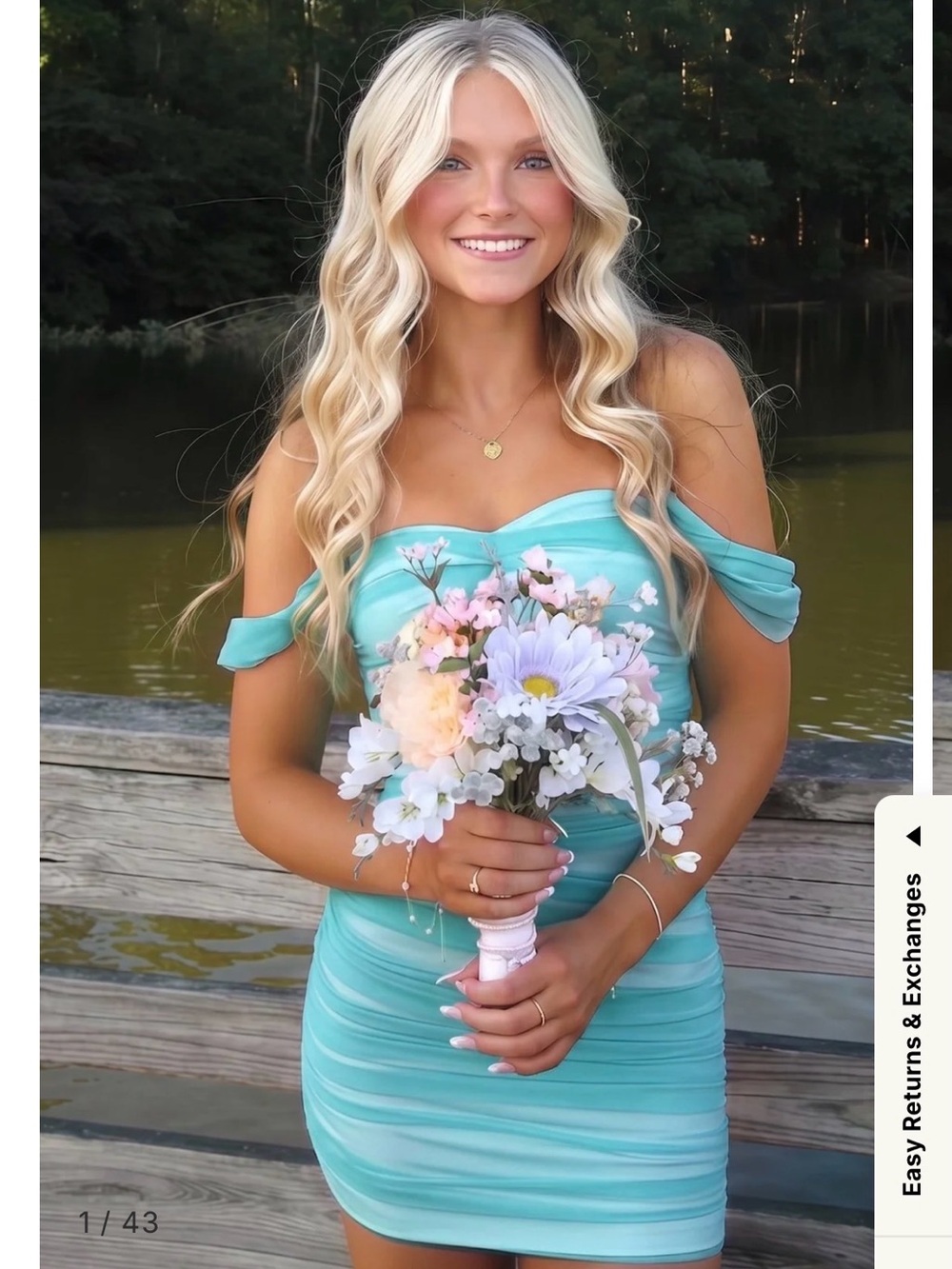 Off-Shoulder Aqua Mini Dress with Sweetheart Neckline homecoming dress prom